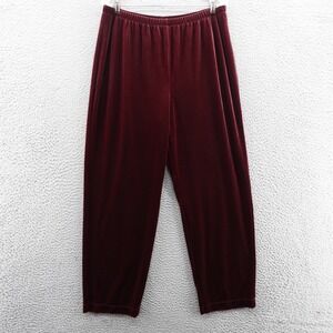 Chicos Travelers Straight Leg Velvet Pant Size 3 US 16 Petite Red Burgundy Women